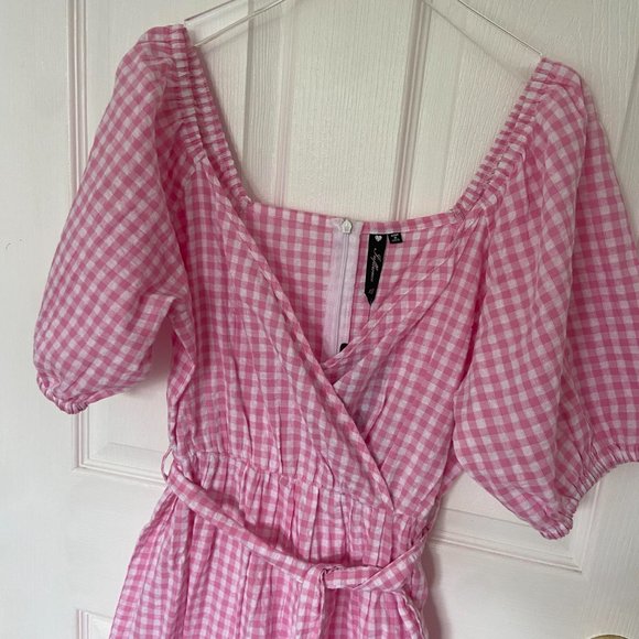 ASOS Pink Gingham Midi Dress - Picture 6 of 8